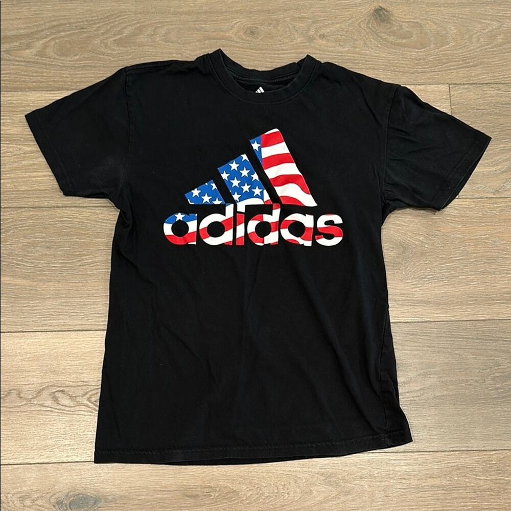ADIDAS Black Cotton USA Golf Short Sleeve Crew Neck Tee Shirt T‎ Top Size Small